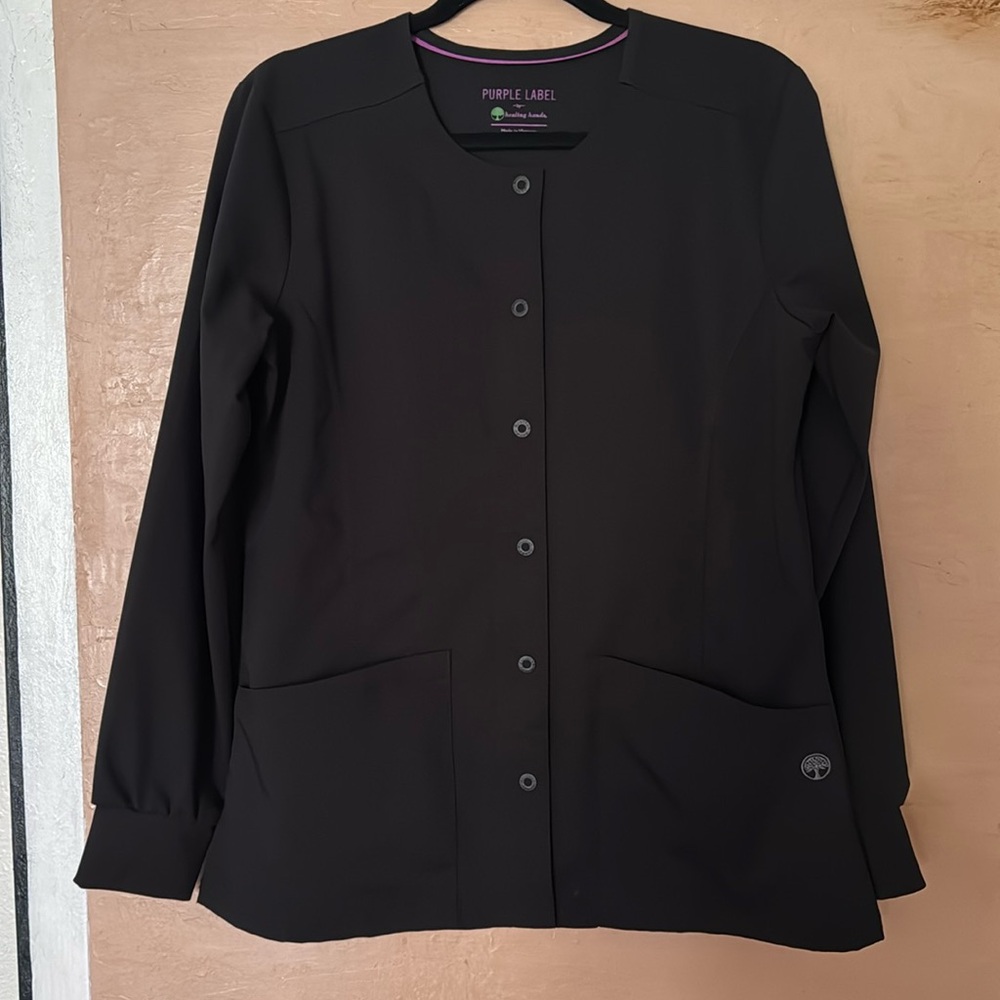 Black Healing hands purple label scrub jacket